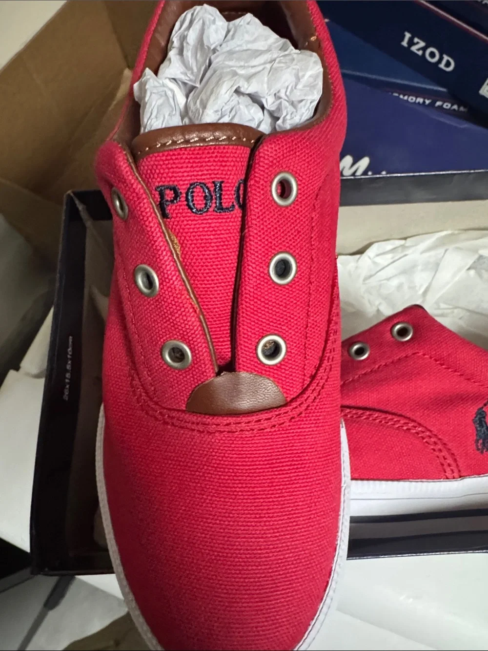 Ralph Lauren Red Canvas Low-Top Sneakers with White Sole